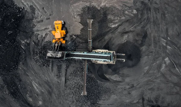 Open pit mine, extractive industry for coal, top view aerial