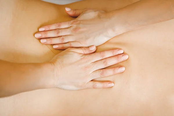 Professional back massage beauty spa girl, top view — Stock Photo, Image