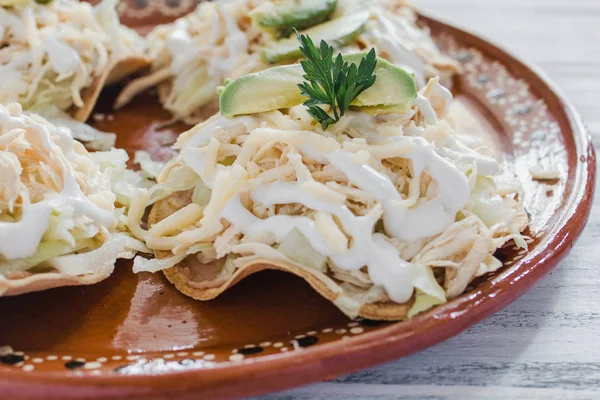 Tostadas Mexicanas Pollo Comida Mexicana Ciudad México —  Fotos de Stock