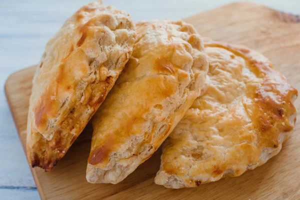 Massa Empanadas Repleta Camarões Assados Fritos México Comida Mexicana — Fotografia de Stock