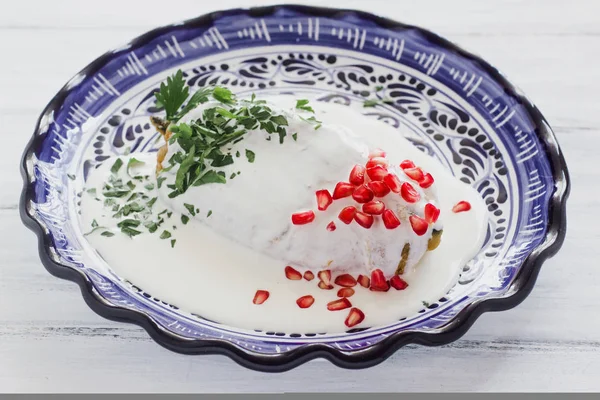 Chiles Nogada Mexikanische Küche Scharfe Speisen Puebla Mexico — Stockfoto