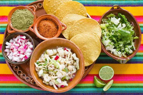 Pozole Mexikanische Maissuppe Traditionelles Mexikanisches Essen Aus Maiskörnern — Stockfoto
