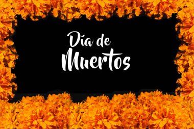 Dia De Los Muertos flor de cempasuchil Day of the Dead offering in Mexico clipart