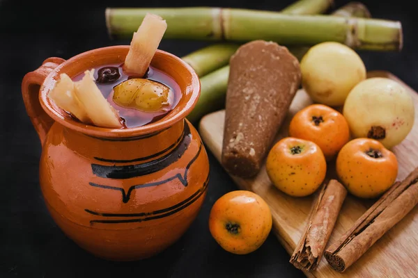 Ponche Navidad Mexico Fruits Mexicains Punch Chaud Traditionnel Pour Noël — Photo