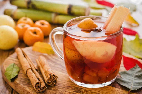 Ponche Navidad Mexico Fruits Mexicains Punch Chaud Traditionnel Pour Noël — Photo