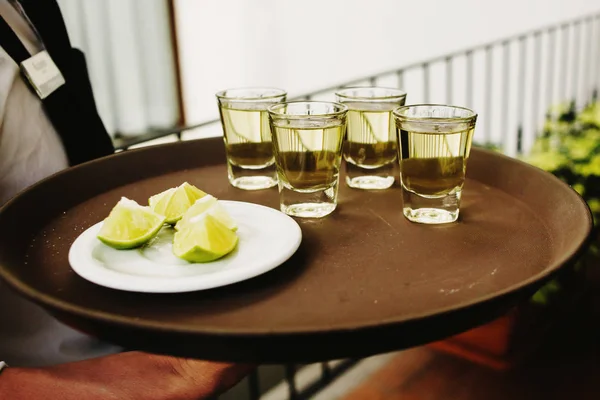 Tequila Shots Och Citron Mexikanska Drink Mexico City — Stockfoto