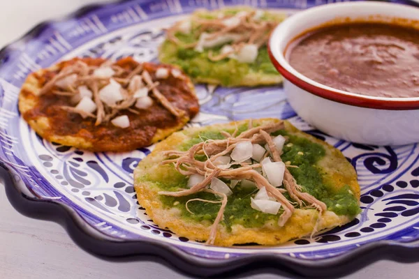 Chalupas Poblanas Comida Mexicana Puebla México —  Fotos de Stock