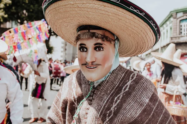 Huehues México Cena Carnaval Mexicano Dançarina Vestindo Traje Tradicional Povo — Fotografia de Stock