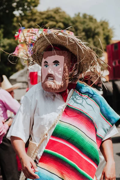 Huehues Мексика Мексиканські Карнавал Сцени Танцівниця Носіння Традиційна Мексиканська Народний — стокове фото