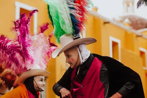 Huehues México Escena Del Carnaval Mexicano Bailarina Vestida Con Traje —  Fotos de Stock