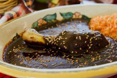 Köstebek Poblano geleneksel Meksika yemeği tavuk Meksika ile