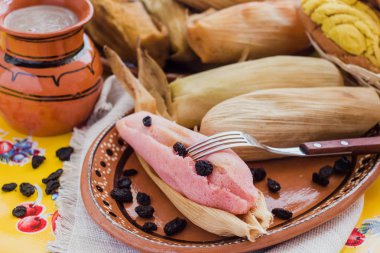 tamal de dulce, Meksika tatlı tamales mısır hamuru, Meksika'da gıda dosyalanmış