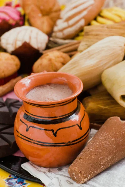 Meksykański Gorący Kakao Czekolada Cynamon Meksyku Śniadanie — Zdjęcie stockowe