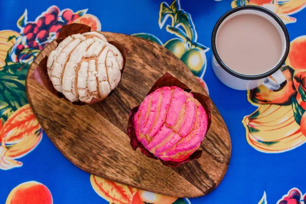 Manteconchas, pan mexicano dulce, panadería tradicional en México, repostería mexicana concha — Foto de Stock