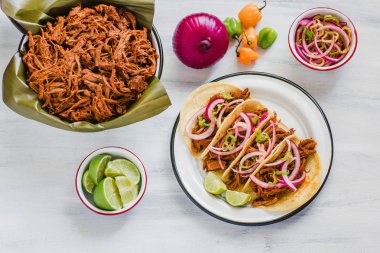 Cochinita pibil, Mexican tacos from Merida Yucatan Mexico clipart