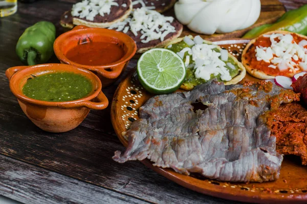 Cecina Tasajo Spicy Meat Grilled Mexican Barbecue Oaxaca Mexico — Stock Photo, Image