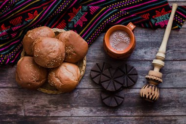 Oaxaca Meksika 'da Meksika Sıcak Çikolata ve Oaxaca Ekmeği