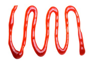 Beyaz arkaplanda izole edilmiş kırmızı ketçap domates sosu