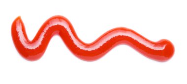 Beyaz arkaplanda izole edilmiş kırmızı ketçap domates sosu