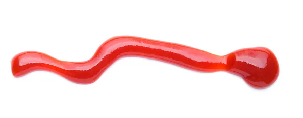 Closeup molho de tomate ketchup vermelho isolado no fundo branco — Fotografia de Stock