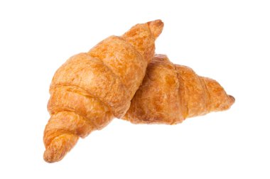 Beyaz arka plan üzerinde izole taze lezzetli iki ay çöreği