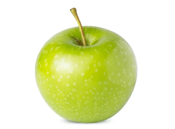 Verde uma maçã madura isolada no fundo branco — Fotografia de Stock