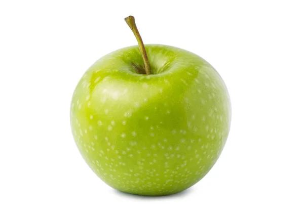 Verde una mela matura isolato su sfondo bianco — Foto Stock