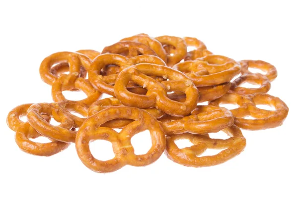 Grupp av pretzels isolerad på vit bakgrund — Stockfoto