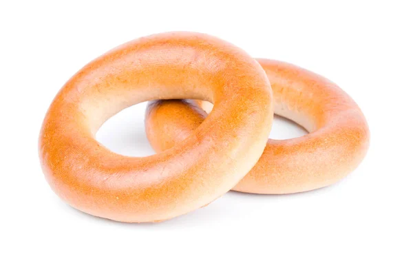 Groep van smakelijke bagels geïsoleerd op een witte achtergrond — Stockfoto