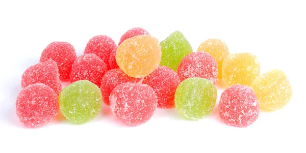 Цветные вкусные желе сладкие сахарные конфеты изолированы на белом фоне — стоковое фото