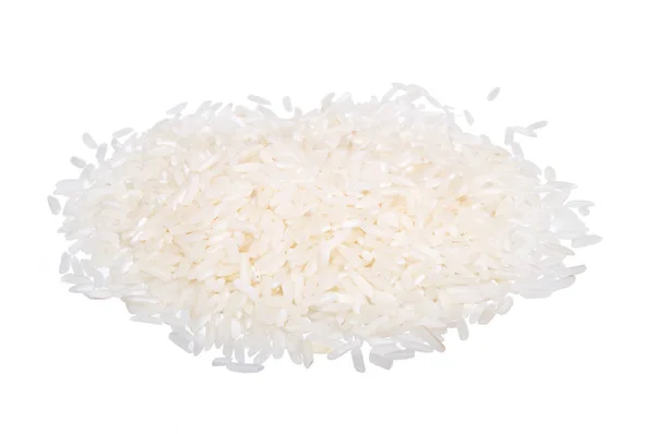 Куча белого риса на белом фоне — стоковое фото