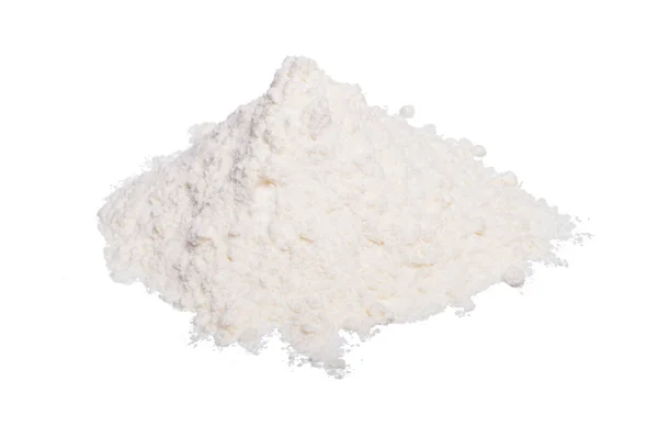 Λευκό σιτάρι αλεύρι απομονωμένο σωρού λευκό φόντο — Φωτογραφία Αρχείου