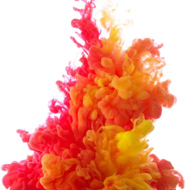 Sarı ve kırmızı renkli mürekkep su soyut