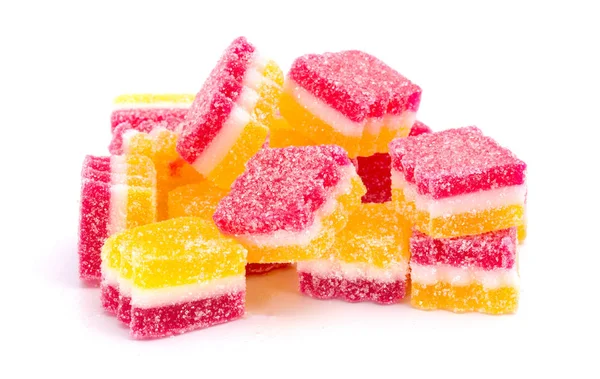 Yumuşak marmelat renkli meyve şeker şeker beyaz arka plan üzerinde izole jöle