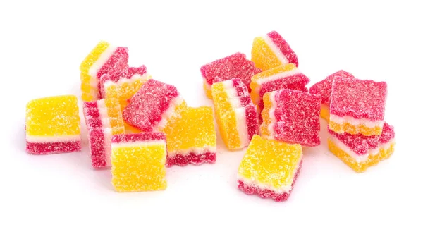 Мягкий мармелад красочные фрукты желе сахар конфеты изолированы на белом фоне — стоковое фото