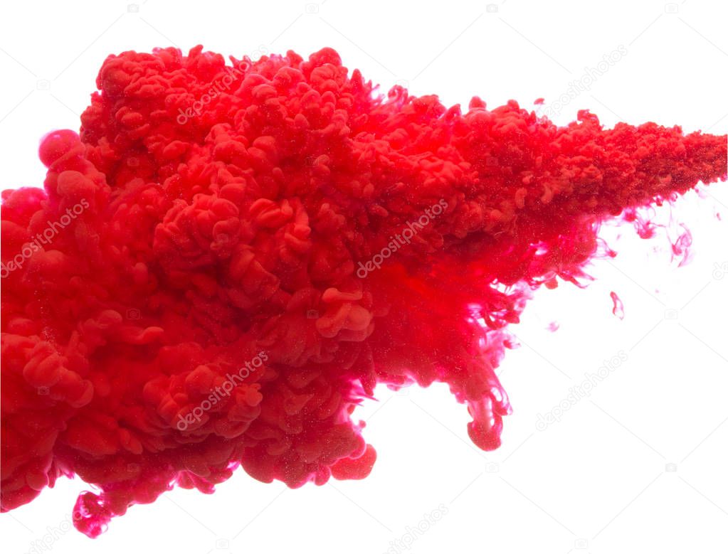 red colorful ink in water abstract