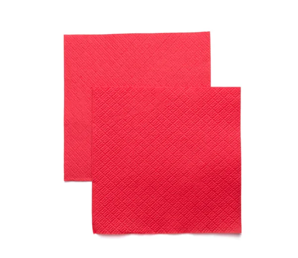 Guardanapos Papel Vermelho Isolados Fundo Branco — Fotografia de Stock