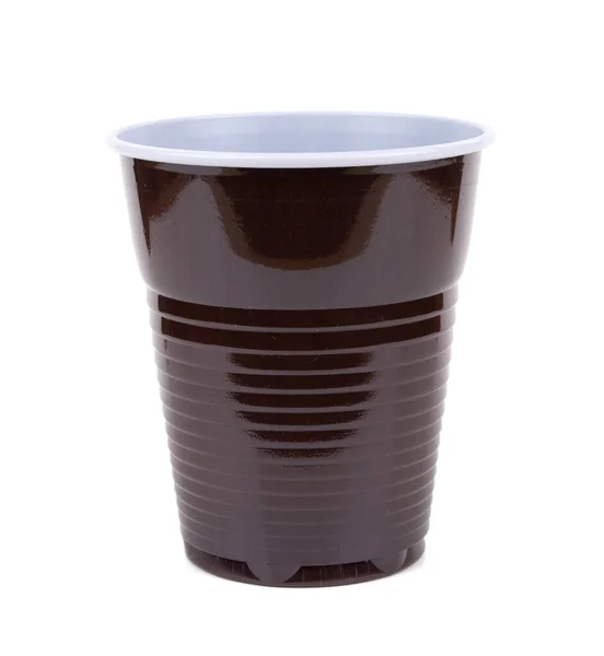 Brown Empty Plastic Cup Isolated White — Stock Photo, Image