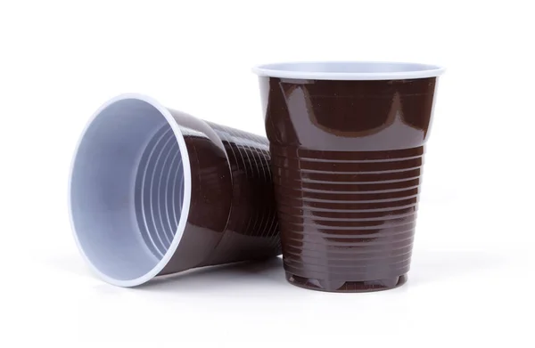 Brown Empty Plastic Cup Isolated White — Stock Photo, Image