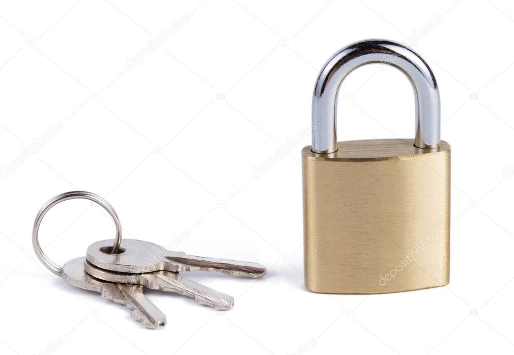 padlock open key isolated on white background