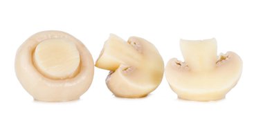 Beyaz arka planda izole edilmiş turşu salamura mantar şampiyonu.