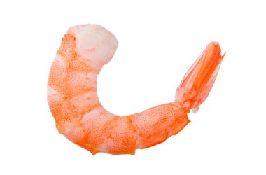 Beyaz arkaplanda karides izole edildi