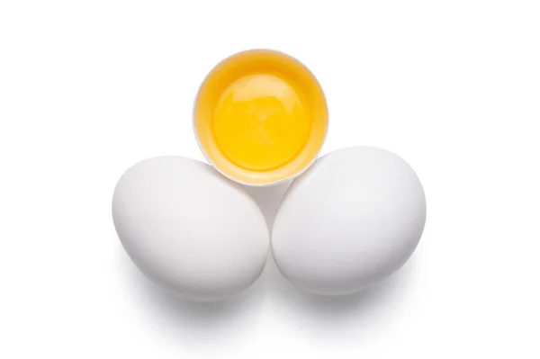 Vista Superior Ovos Grupo Isolados Sobre Fundo Branco — Fotografia de Stock