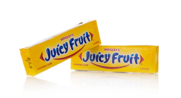 Wrigley Juicy Fruit Chewing Gum Sticks Isolated White Background — Stock Photo, Image