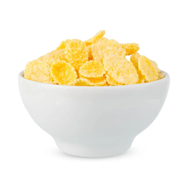 Cornflakes Einer Schüssel Isoliert Auf Weißem Hintergrund — Stockfoto