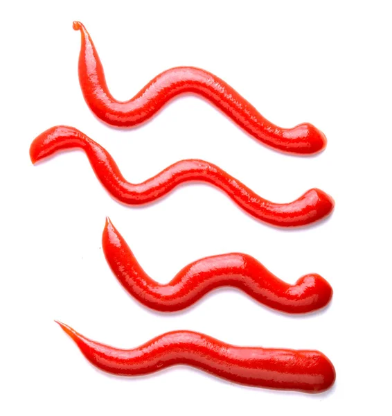 Συλλογή Σετ Closeup Κόκκινη Σάλτσα Ντομάτας Κέτσαπ Απομονώνονται Λευκό Φόντο — Φωτογραφία Αρχείου