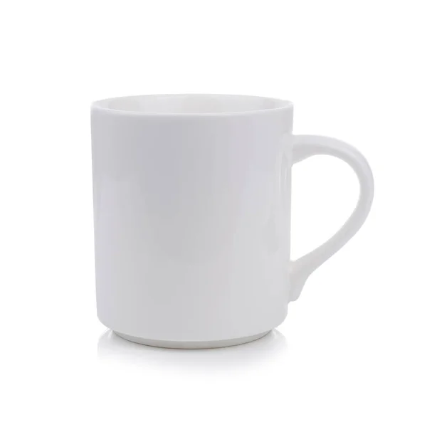 Caneca Vazia Branca Para Café Chá Isolado Fundo Branco — Fotografia de Stock