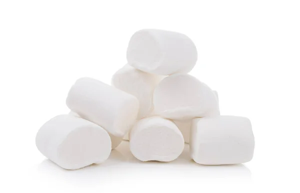 Groep Witte Marshmallows Geïsoleerd Witte Achtergrond — Stockfoto