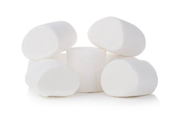 Grupp Vita Marshmallows Isolerad Vit Bakgrund — Stockfoto