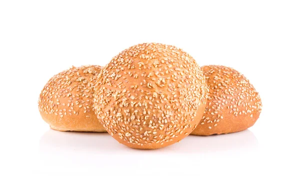 Sandwich Brötchen Mit Sesam Isoliert Auf Weißem Hintergrund — Stockfoto